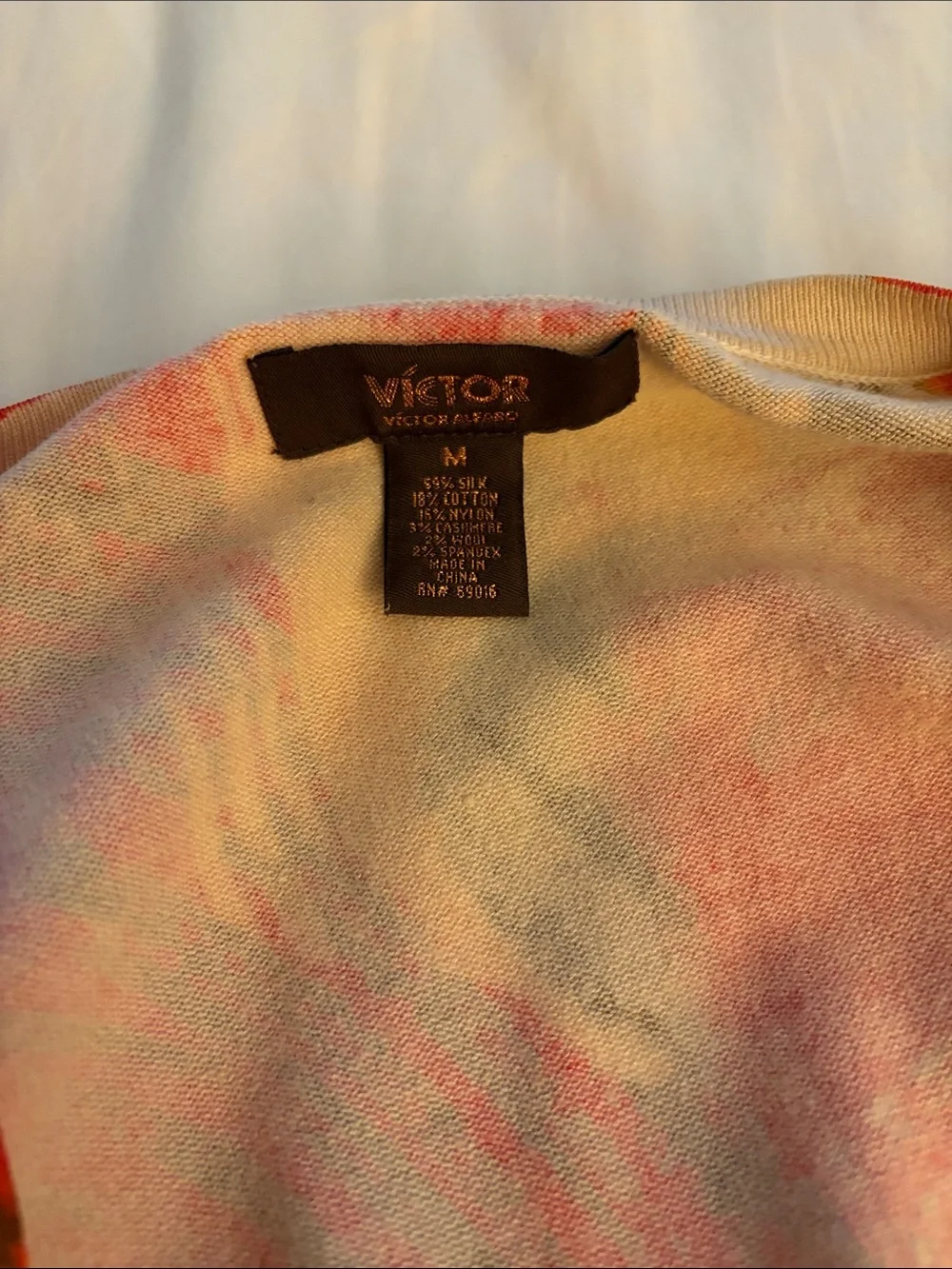 Vintage Victor Alfaro Orange/Brown Abstract Knit Cardigan Size M Silk Blend